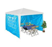 Relaxdays Paroi latérale pour Votre tonnelle, Lot de 3, imperméable, Fermetures Scratch, PE, avec fenêtres, 2x3 m, Bleue