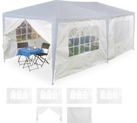 Relaxdays : parois latérales pour pavillon, lot de 6, 2 x 3 m, imperméables, avec fenêtre et porte, en PE, parois latérales avec fermeture velcro, blanc