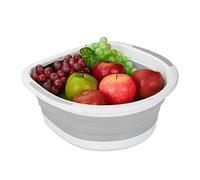 Relaxdays Passoire Pliable, Accessoire pour Cuisine & Camping, en Plastique, HxLxP : 13,5 x 33,5 x 32,5 cm, Gris - Blanc