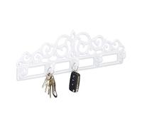 Relaxdays Patère porte-manteaux fonte alu maison campagne 5 crochets antique design HxlxP: 13,5 x 42 x 4 cm blanc