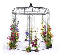 Relaxdays Pavillon à Roses en métal, 271 x 232 cm, Noir, Arceau de Jardin Vintage pour Plantes grimpantes