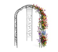 Relaxdays Pavillon à Roses, métal, H x L x P : 250 x 178 x 178 cm, Arche de Jardin pour Plantes grimpantes, Noir