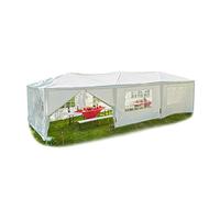 Relaxdays Pavillon de Jardin en Acier avec Panneaux latéraux Blanc 3 x 9 m