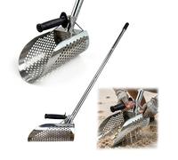 Relaxdays Pelle pour détecteur de métaux, INOX, Manche Long, Argent | pelle-tamis de plage pour chasse au trésor