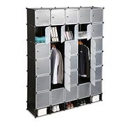 Relaxdays Penderie Armoire Cubes étagère Rangement 25 casiers Plastique modulable DIY bibliothèque Hxl 234x180 cm, Noir
