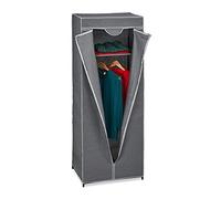 Relaxdays Penderie en Tissu avec Tringle à vêtements et 1 étagère, HLP 157x60x45 cm, Armoire Pliante, Solide, Anthracite