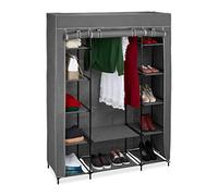 Relaxdays Penderie en Tissu avec Tringle à vêtements et 12 étagères, H x L x P 175 x 135 x 45 cm, Armoire, Anthracite