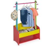 Relaxdays - Penderie Pour Enfants, Portant Vêtements Chambre, 4 Crochet, 2 Tiroirs, Hlp : 100,5x71x30 Cm, Multicolore