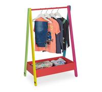 Relaxdays Penderie pour enfants, portant vêtements, rangement, HLP : 99x64,5x42 cm, petit porte-manteau, multicolore