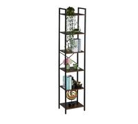Relaxdays Petite bibliothèque, Design Industriel, 187 x 40 x 32 cm, pour Le Salon ou la Chambre, Marron et Noir