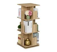 Relaxdays Petite bibliothèque rotative à 360°, 3 Niveaux, pour Vos Livres et CD, HLP : 95x39x39 cm, Nature