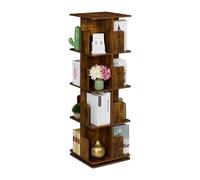 Relaxdays Petite bibliothèque rotative à 360°, 4 Niveaux, Design Industriel, pour Vos Livres, 125,5 x 39 x 39 cm, Marron