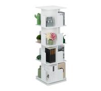 Relaxdays Petite bibliothèque, rotative à 360°, pour Vos Livres et CD, H x L x P : 125 x 39 x 39 cm, Blanche