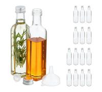 Relaxdays Petites bouteilles en verre, lot de 16, fioles pour spiritueux, huiles, 250 ml, bouchon à vis, transparent
