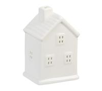 Relaxdays Photophore en Forme de Maison, pour 1 Bougie Chauffe-Plat, H x L x P : 11 x 7,5 x 6 cm, Blanc