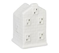 Relaxdays Photophore en Forme de Maison, pour 1 Bougie Chauffe-Plat, H x L x P : 11 x 7 x 6,5 cm, Blanc