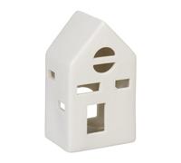 Relaxdays Photophore en Forme de Maison, pour 1 Bougie Chauffe-Plat, H x L x P : 12,5 x 7 x 6 cm, Blanc