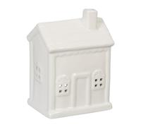 Relaxdays Photophore en Forme de Maison, pour 1 Bougie Chauffe-Plat, H x L x P : 12,5 x 9 x 7 cm, Blanc