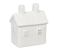Relaxdays Photophore en Forme de Maison, pour 1 Bougie Chauffe-Plat, H x L x P : 12 x 10 x 6,5 cm, Blanc
