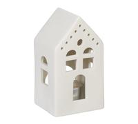 Relaxdays Photophore en Forme de Maison, pour 1 Bougie Chauffe-Plat, H x L x P : 12 x 6,5 x 6 cm, Blanc