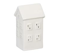 Relaxdays Photophore en Forme de Maison, pour 1 Bougie Chauffe-Plat, H x L x P : 12 x 6 x 5,5 cm, Blanc