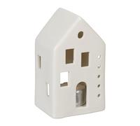 Relaxdays Photophore en Forme de Maison, pour 1 Bougie Chauffe-Plat, H x L x P : 12 x 7 x 6 cm, Blanc