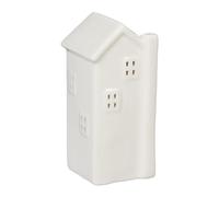 Relaxdays Photophore en Forme de Maison, pour 1 Bougie Chauffe-Plat, H x L x P : 13,5 x 6 x 6 cm, Blanc