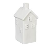 Relaxdays Photophore en Forme de Maison, pour 1 Bougie Chauffe-Plat, H x L x P : 14 x 6,5 x 7 cm, Blanc