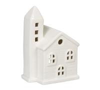 Relaxdays Photophore en Forme d'église, pour 1 Bougie Chauffe-Plat, H x L x P : 13,5 x 10 x 7 cm, Blanc