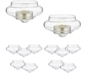 Relaxdays Photophore flottant Lot de 12 supports de bougies à chauffe-plat en verre H x D : 4,5 x 8 cm Home
