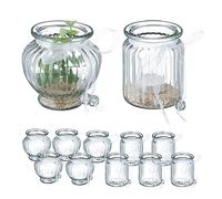 Relaxdays Photophore, Lot de 12, en Verre, 2 modèles, avec nœud, intérieur & extérieur, Porte-Bougies, Transparent