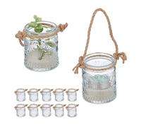Relaxdays Lot de 12 photophores vintage