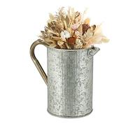 Relaxdays Pichet Vintage, métal galvanisé, pour Fleurs séchées, Style campagnard, pour Jardin, Balcon et Salon, argenté