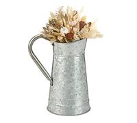 Relaxdays Pichet Vintage, métal galvanisé, pour Fleurs séchées, Style campagnard, pour Jardin, Balcon et Salon, argenté
