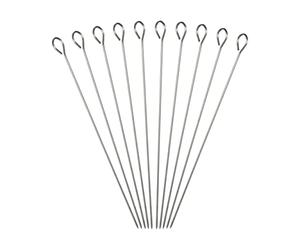 Relaxdays Pics INOX Piques à brochettes Set de 10 Viande légumes 30 cm, argenté