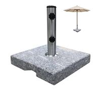 Relaxdays Support de parasol 24 kg carré pour tubes 2,5–5 cm granit et acier inoxydable gris