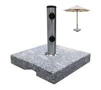 Relaxdays Support de parasol 24 kg carré pour tubes 2,5–5 cm granit et acier inoxydable gris
