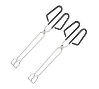 Relaxdays pince de barbecue, lot de 2, poignée revêtue, pinces à ciseaux, bbq, cuisine, service, 33 cm, argenté/noir