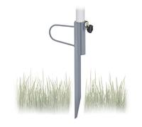 Relaxdays Piquet de Parasol, épaisseur du Tube Jusqu’à 32 mm, Douille de Sol, Jardin, Camping, Plage, Acier, Gris