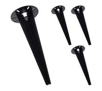 Relaxdays piquets de sol pour lampes de jardin, lot de 4, noir | ancrages au sol, passage de câbles, 30 cm, inox