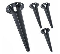 Relaxdays piquets pour lampes de jardin, lot de 4, ancrages au sol, passe-câbles, 30 cm, acier inoxydable, anthracite