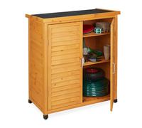 Relaxdays Placard de jardin, 3 étagères, toit plat incliné, double porte, HLP : 97x86,5x47 cm, armoire à outils, nature