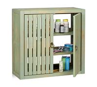 Relaxdays Placard Salle de Bains, Armoire Murale, Bambou, Vintage, 2 Etagères, H x L x P : 50 x 52 x 20cm, Vert Clair, 1 élément