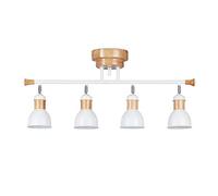 Relaxdays Plafonnier 4 Spots, Lustre, Lampe de Plafond Ajustable, métal, HxlxP : 39x85x18 cm, Nature, Fer, Blanc/Naturel, 39 x 85 x 18 cm