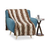 Relaxdays Plaid Fausse Fourrure, Couverture Moelleuse pour Le canapé, Couvre-lit Pratique, Taille 150 x 200 cm, Brun