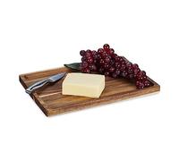 Relaxdays Planche à découper rectangulaire, Bois d’Acacia, HxLxP: env. 2x35x24 cm, Service des Plats, Rebord, Nature