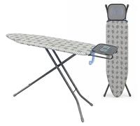 Relaxdays, planche à repasser pour fer à vapeur, 122 x 38 cm, réglable en hauteur, pliable, avec support et crochet, vert menthe/blanc