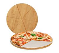 Relaxdays Planche pizza en bambou en lot de 4