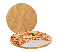 Relaxdays Planche pizza en bambou en lot de 4