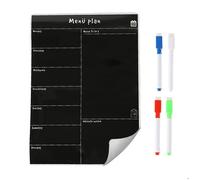 Relaxdays Planificateur de repas, H x L 42 x 30 cm, magnétique, effaçable, 4 marqueurs, tableau pour frigo, noir